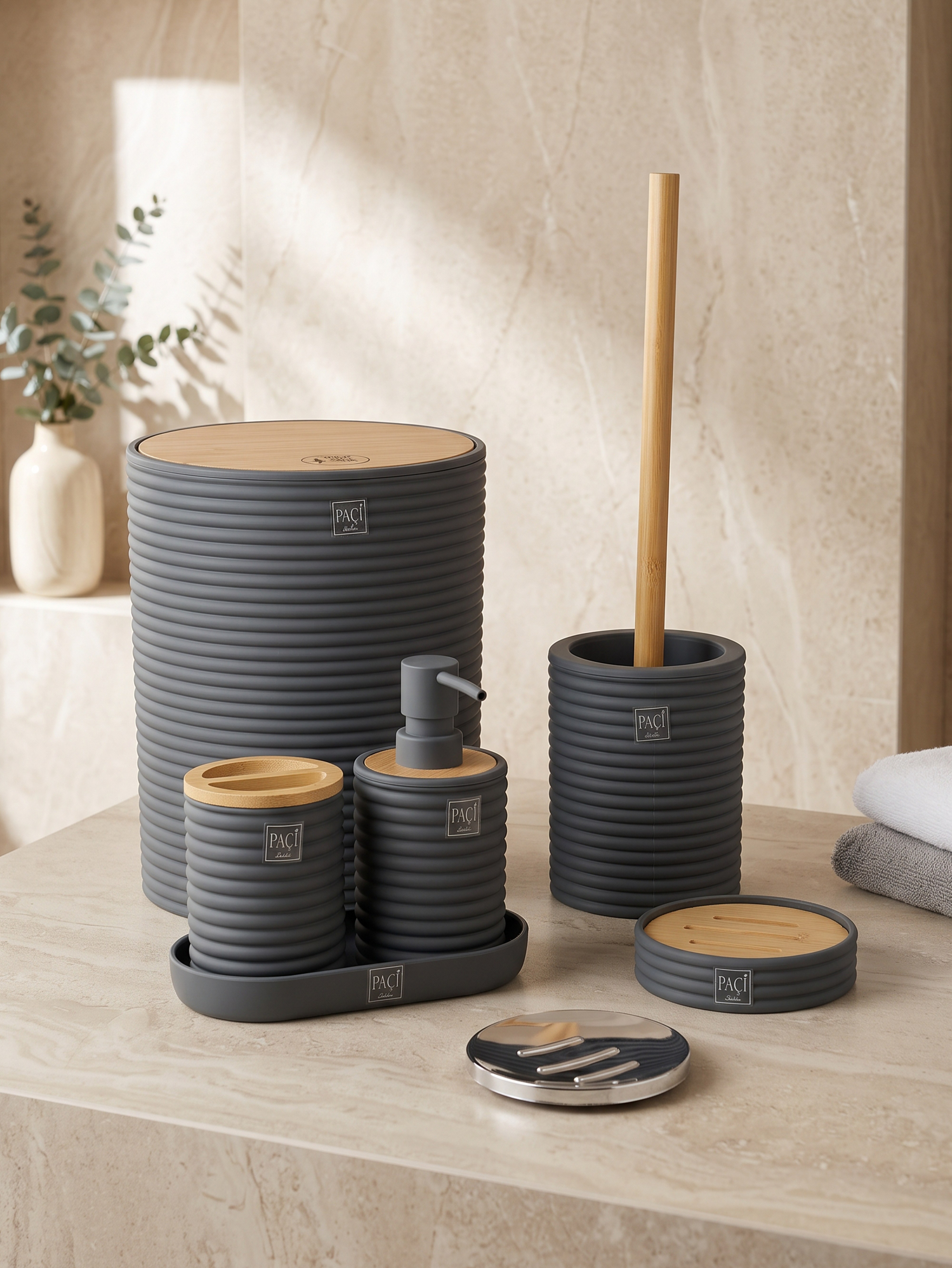 PAÇİ-ELARA GRİ 5'Lİ BANYO SETİ