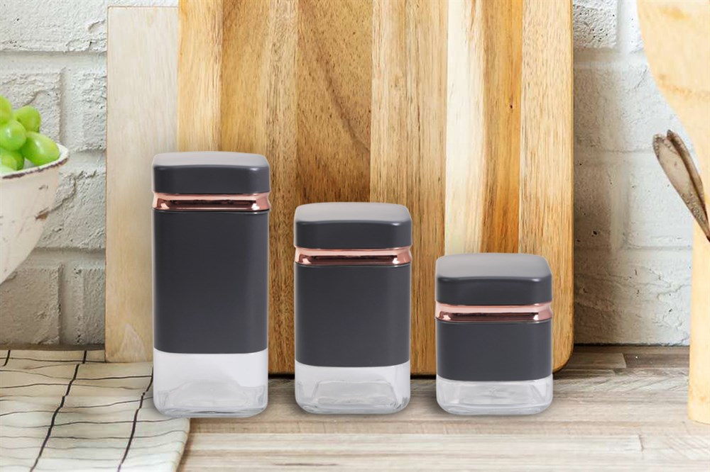 PAÇİ-FİONA 3 BOY GRİ BAKIR KAVANOZ SETİ