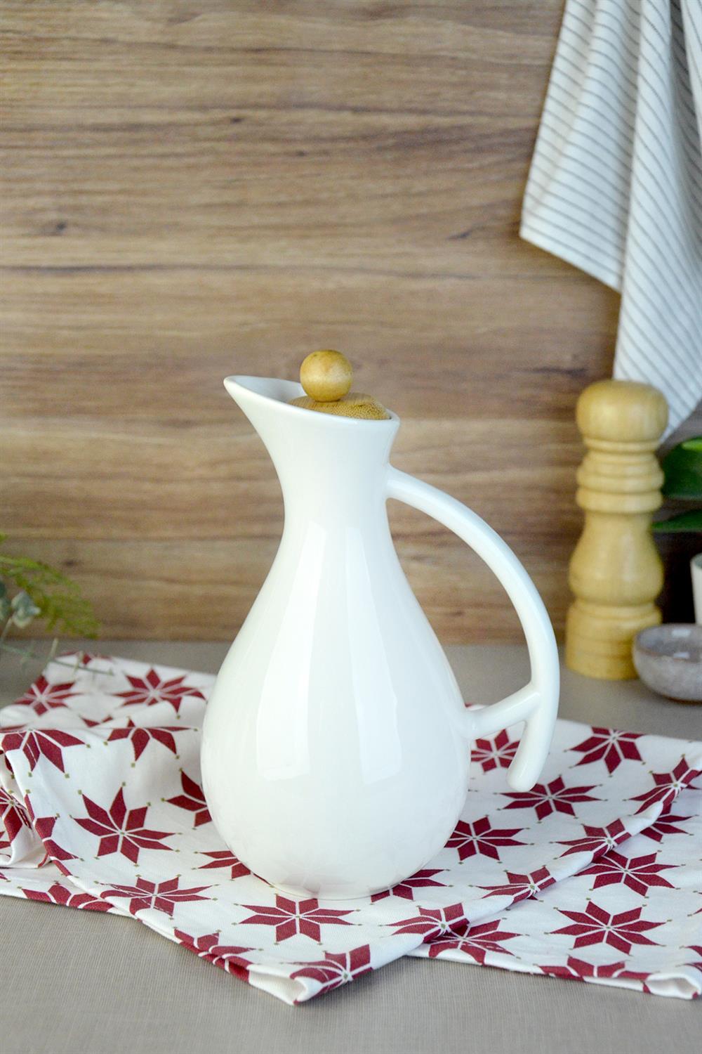 PAÇİ-FİONA KÜÇÜK 680 ML BAMBU KAPAKLI PORSELEN YAĞLIK