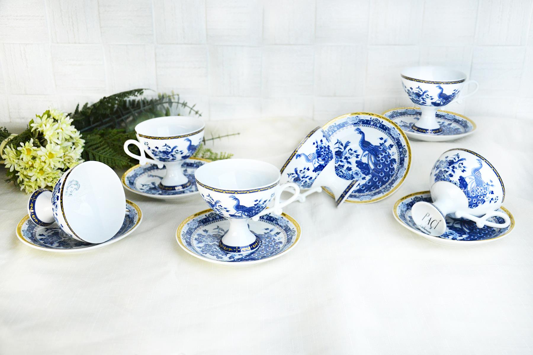 PAÇİ-GEİSHA AYAKLI TAVUSKUŞLU ÇAY FİNCANI