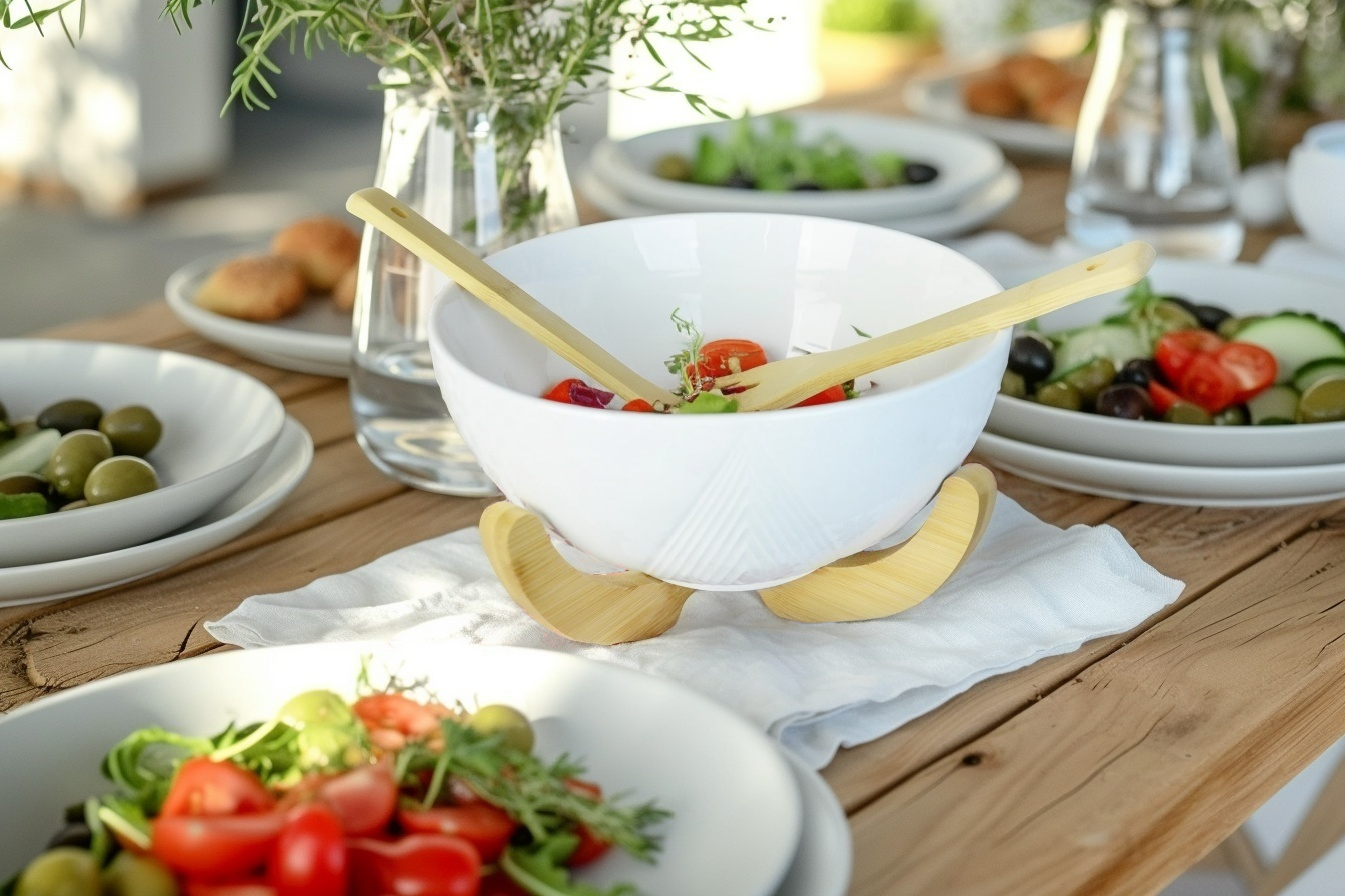 PAÇİ-LİNDA BAMBULU PORSELEN KAŞIKLI SALATA KASESİ