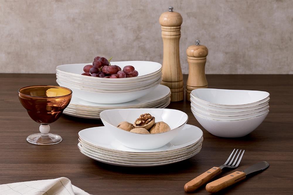 PAÇİ-LİNDA OPAL 24 PARÇA YALDIZLI YEMEK TAKIMI