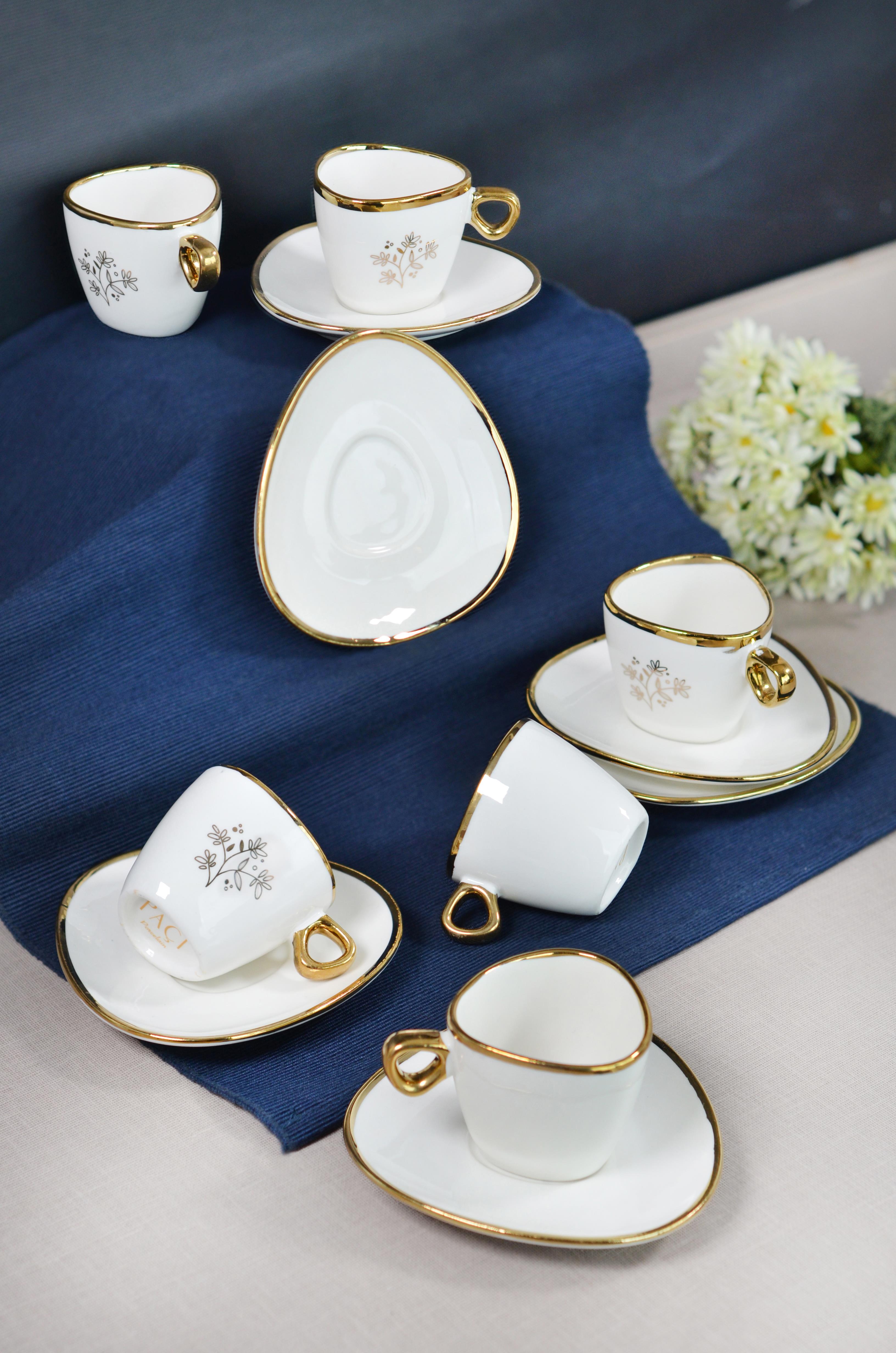 PAÇİ-LORENA BEYAZ YALDIZLI KAHVE FİNCANI