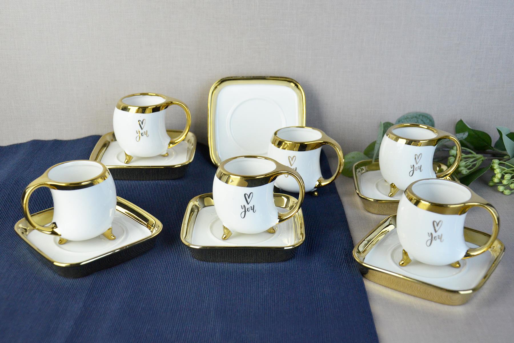 PAÇİ-LUCİA BEYAZ YALDIZLI KAHVE FİNCANI