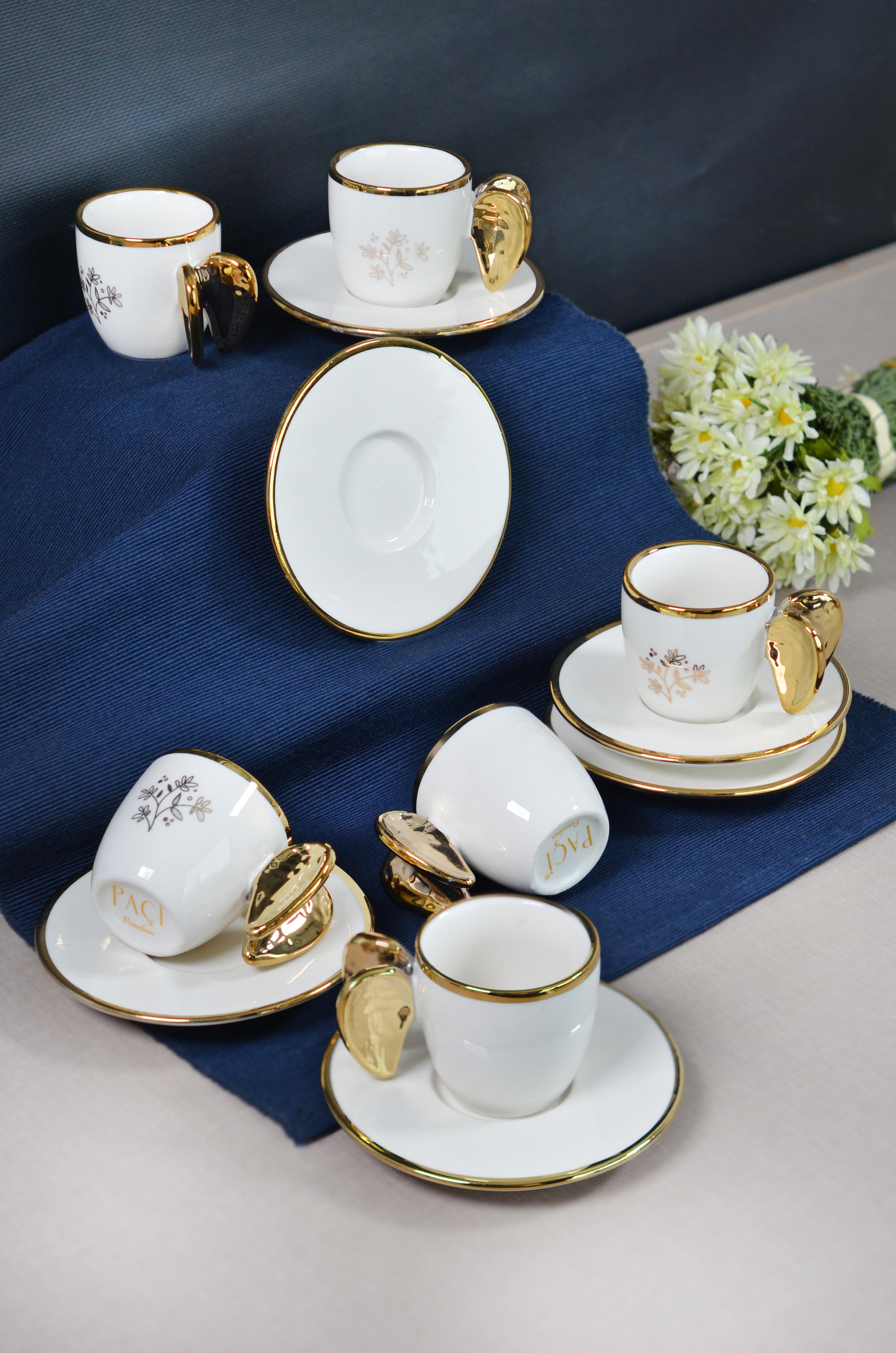 PAÇİ-LUDANO BEYAZ YALDIZLI KAHVE FİNCANI