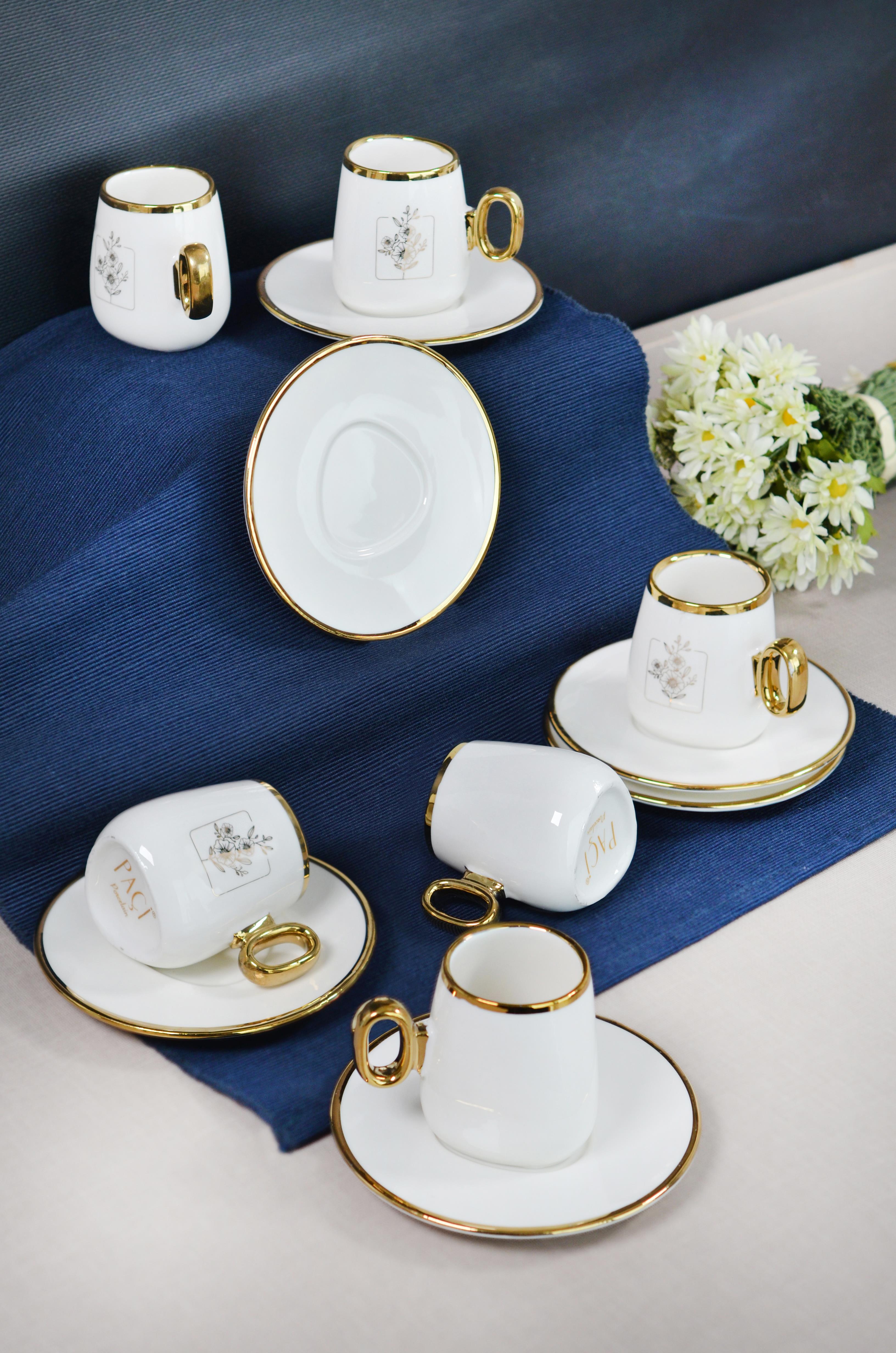 PAÇİ-MORENA BEYAZ YALDIZLI KAHVE FİNCANI