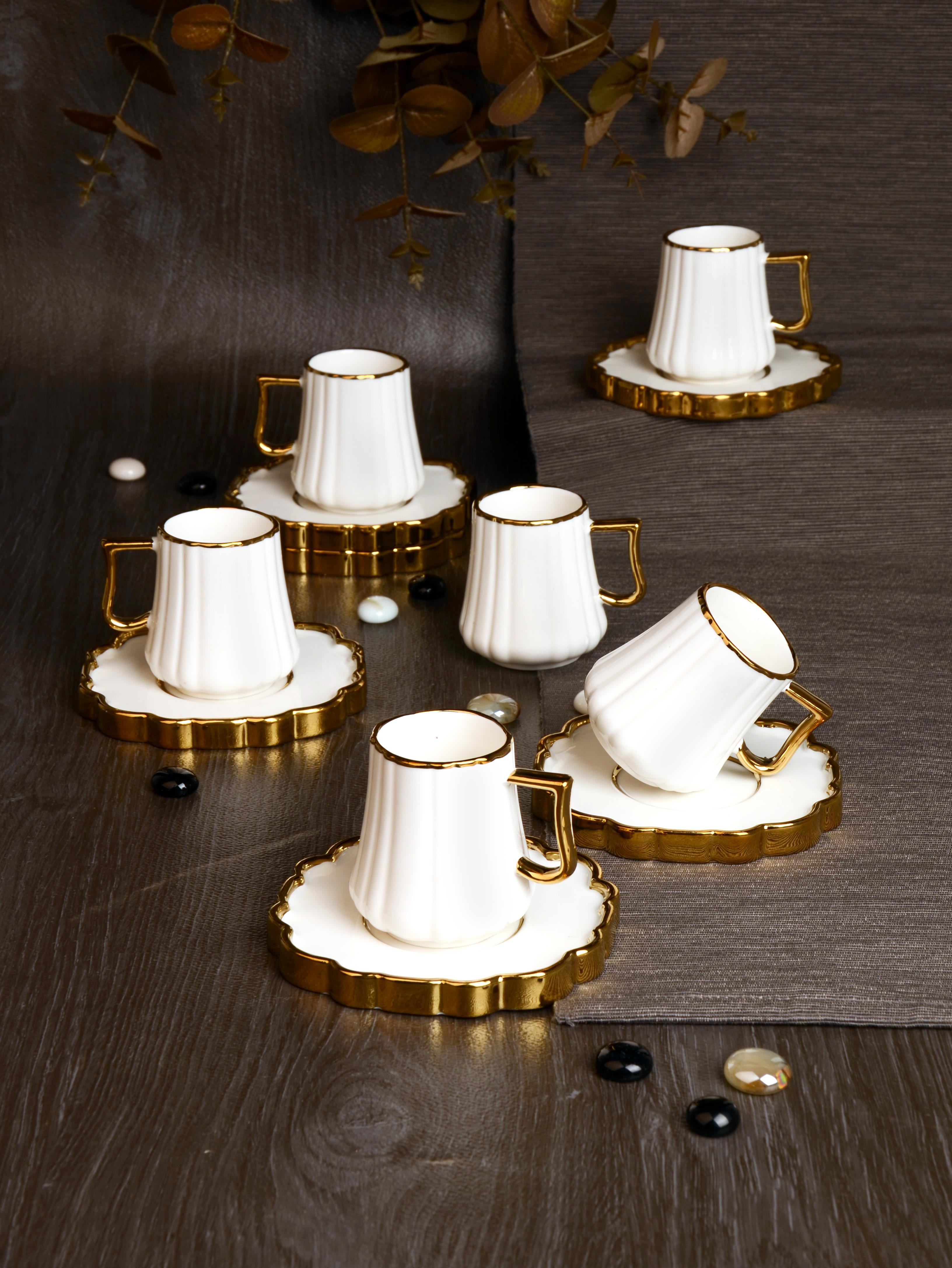 PAÇİ-NOBLE YALDIZLI BEYAZ KAHVE FİNCANI