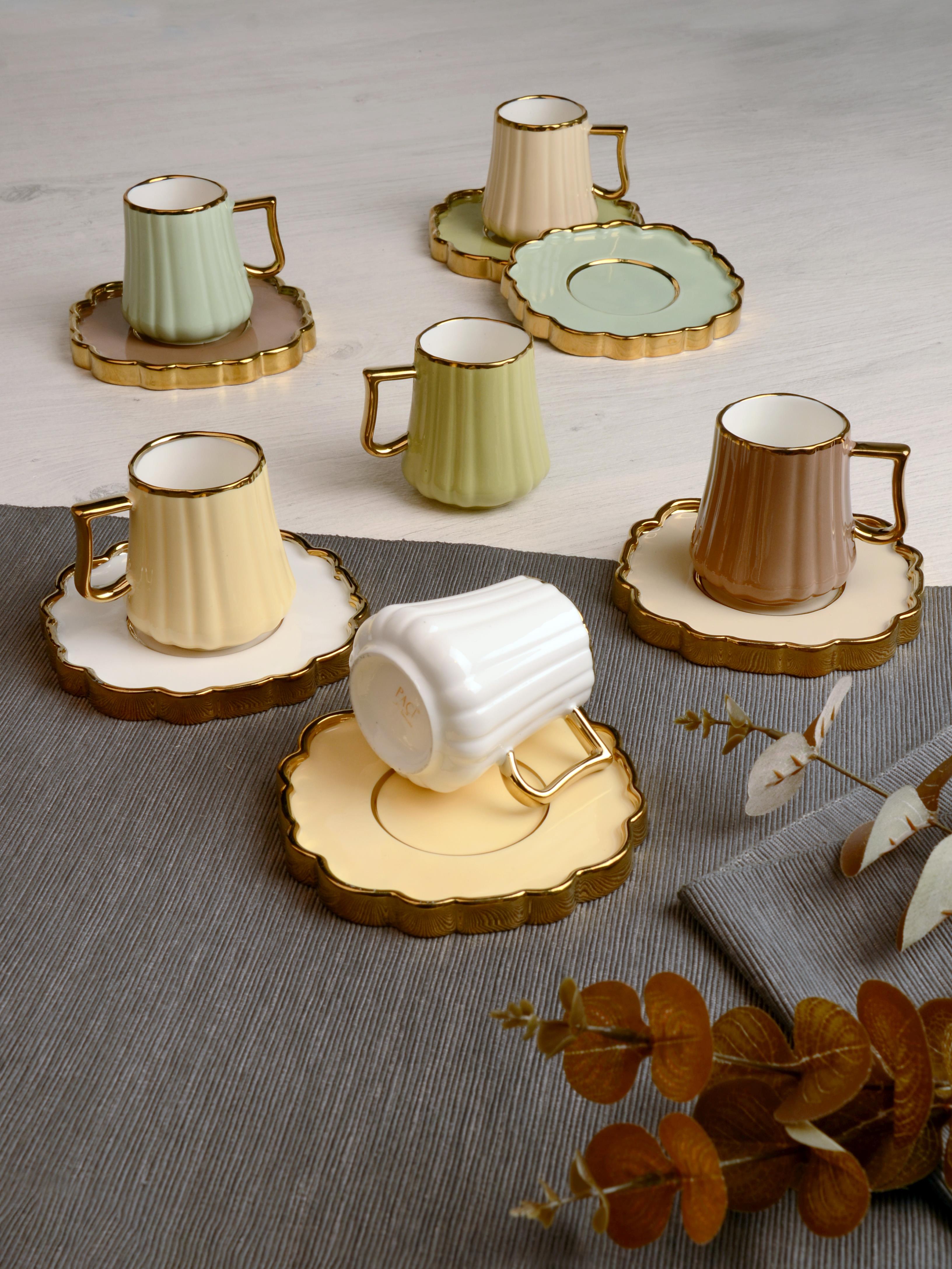 PAÇİ-NOBLE YALDIZLI RENKLİ KAHVE FİNCANI