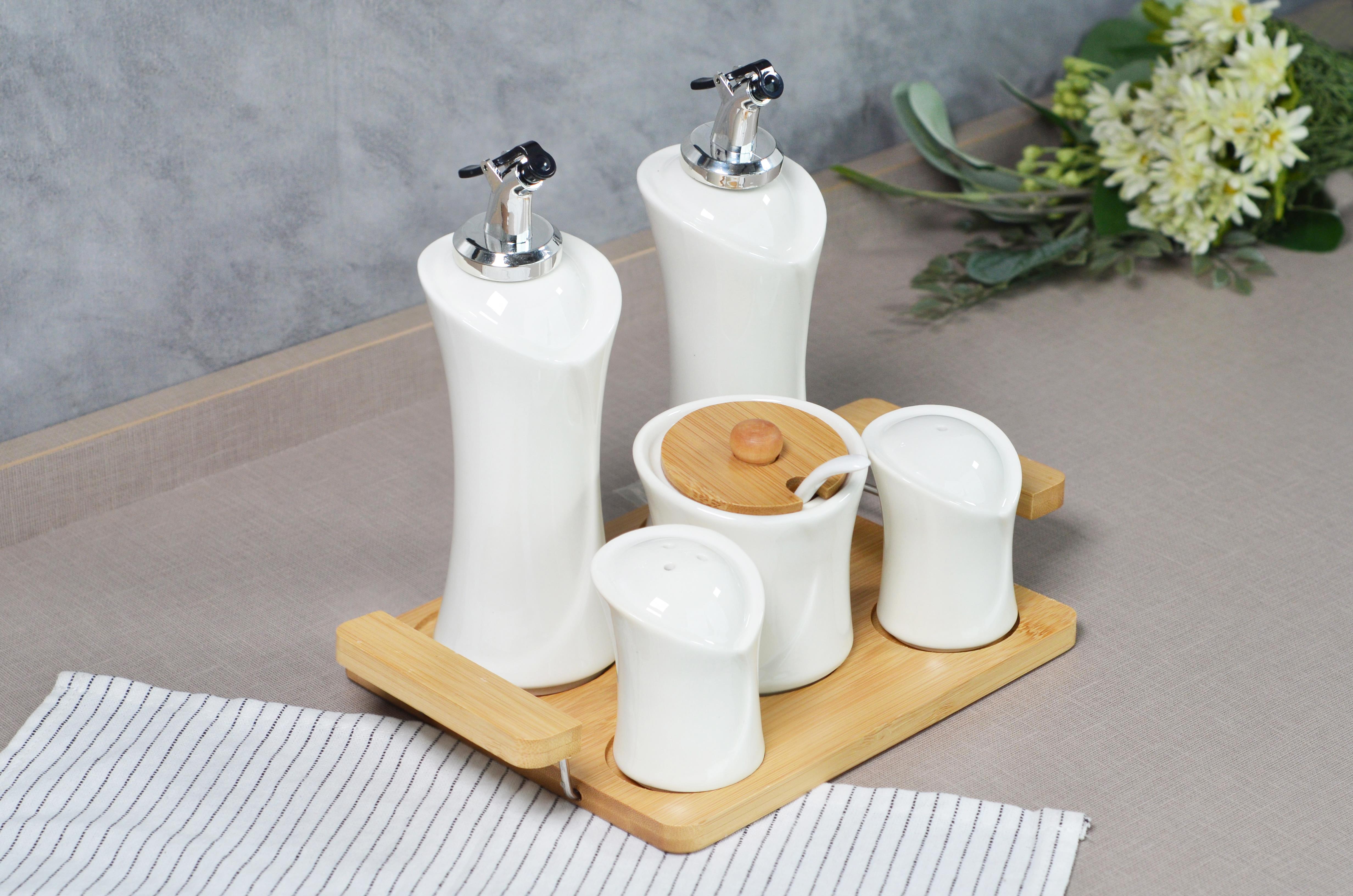 PAÇİ-NORA 5'Lİ BAMBU STANDLI MUTFAK SETİ