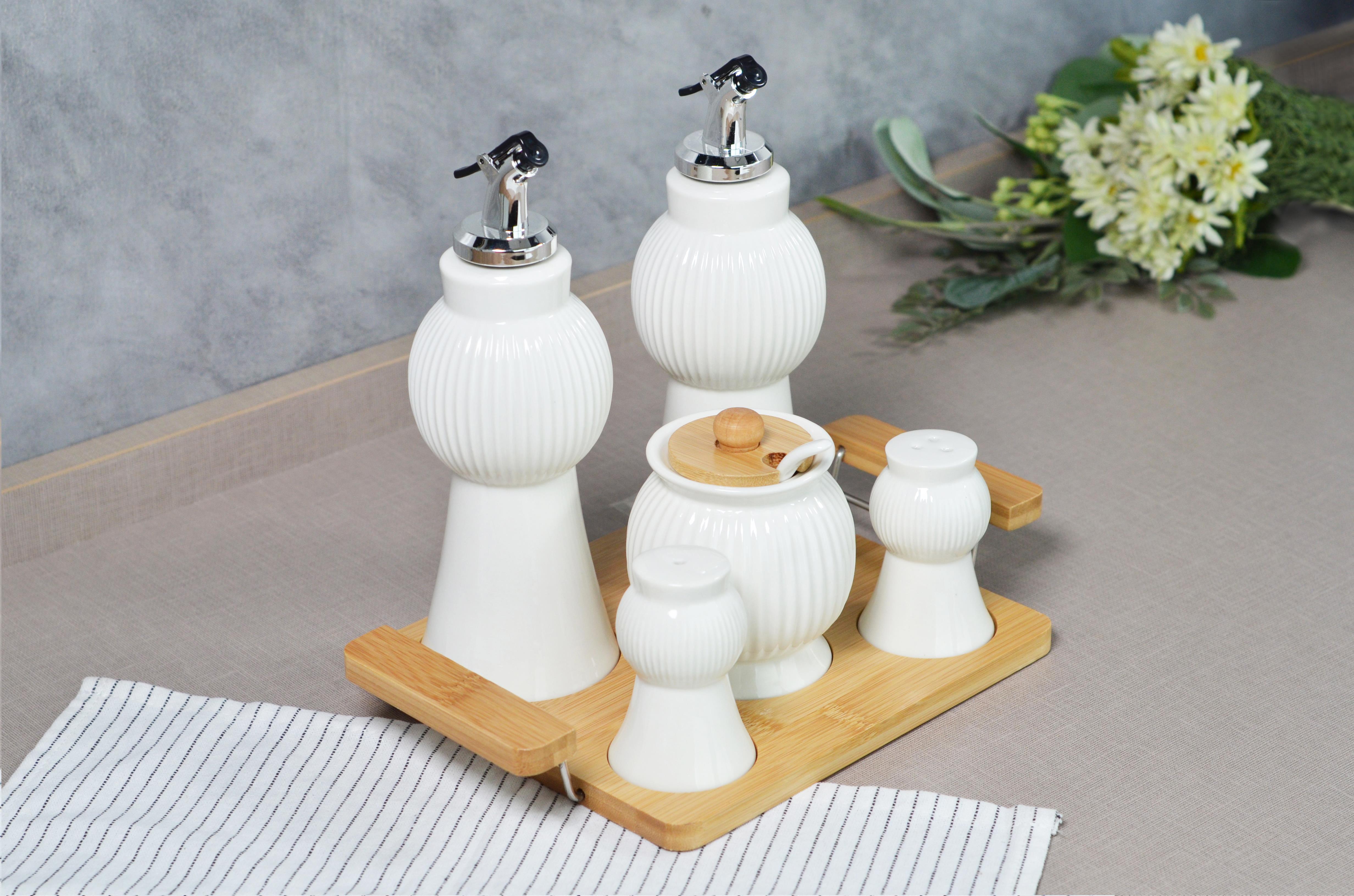 PAÇİ-NORA 5'Lİ BAMBU STANDLI MUTFAK SETİ