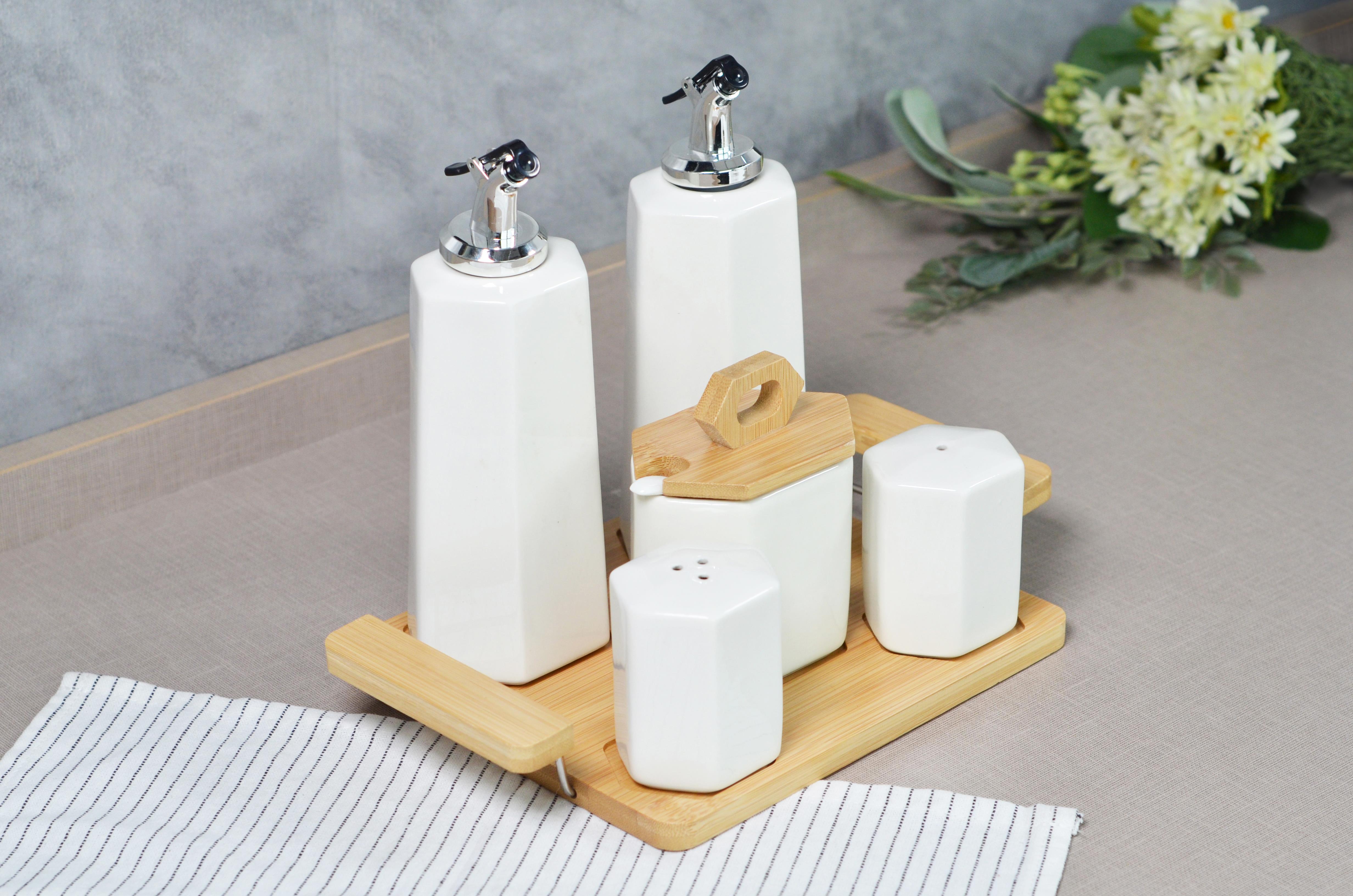 PAÇİ-NORA 5'Lİ BAMBU STANDLI MUTFAK SETİ