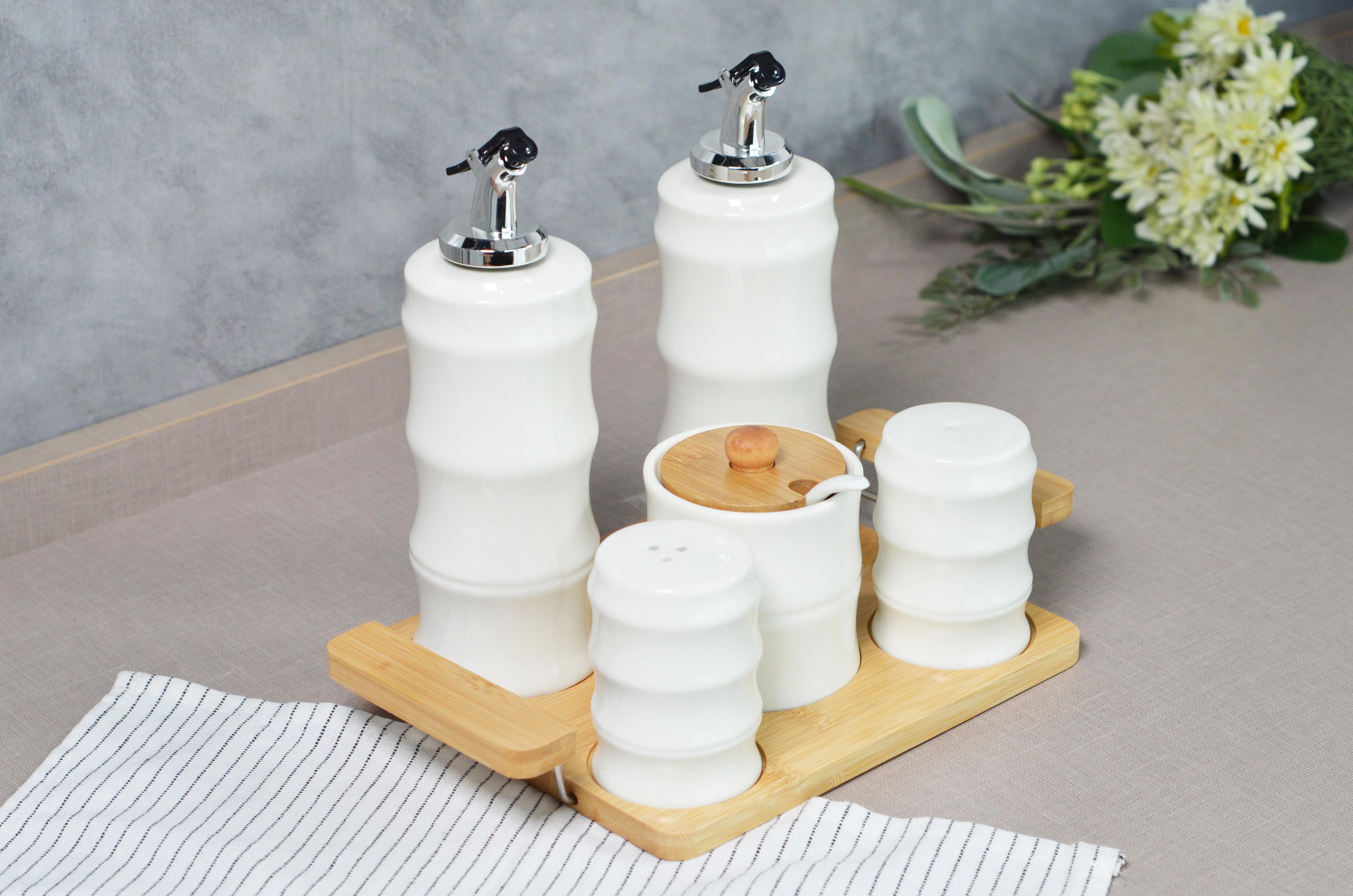 PAÇİ-NORA 5'Lİ BAMBU STANDLI MUTFAK SETİ