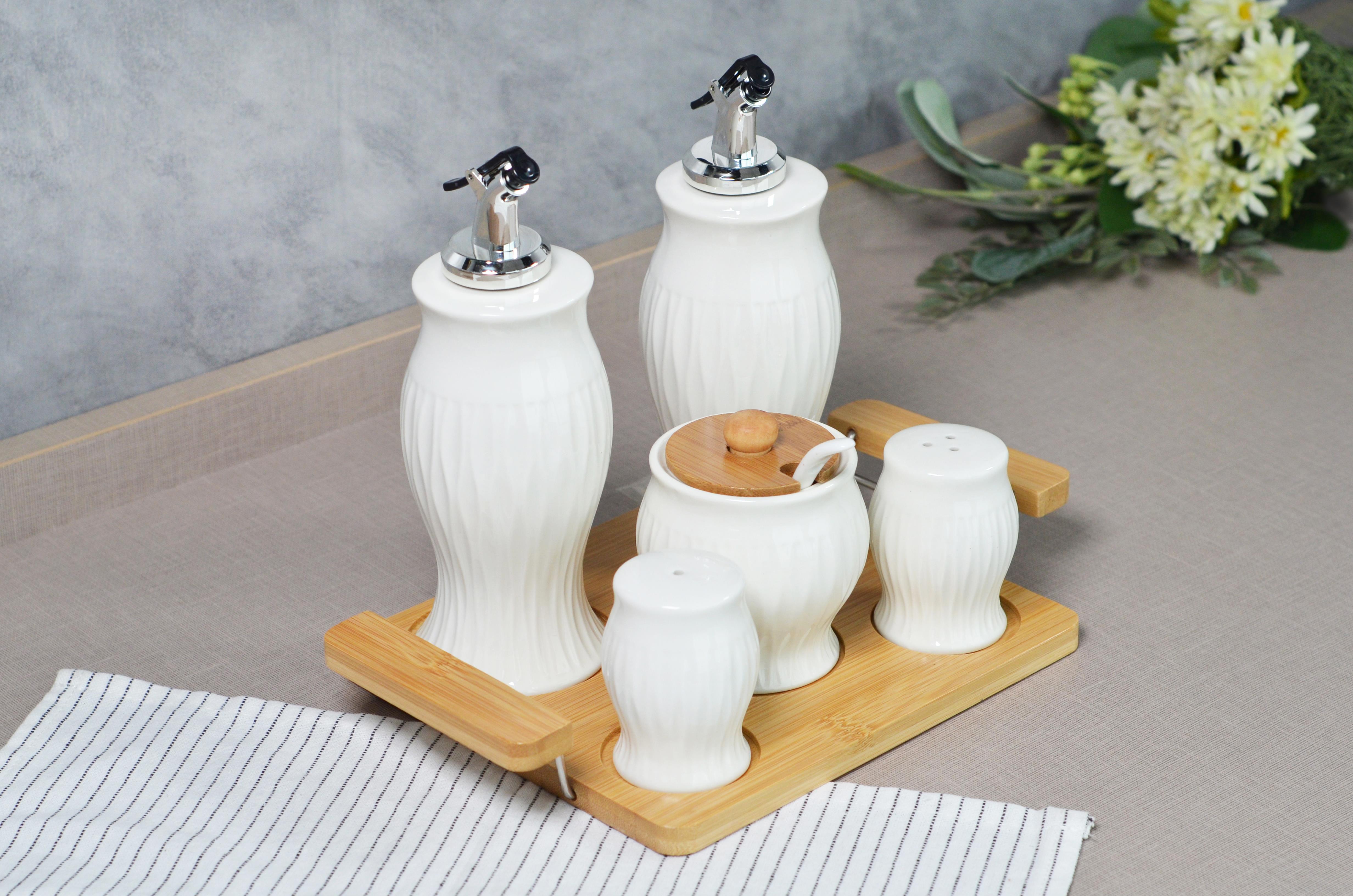 PAÇİ-NORA 5'Lİ BAMBU STANDLI MUTFAK SETİ