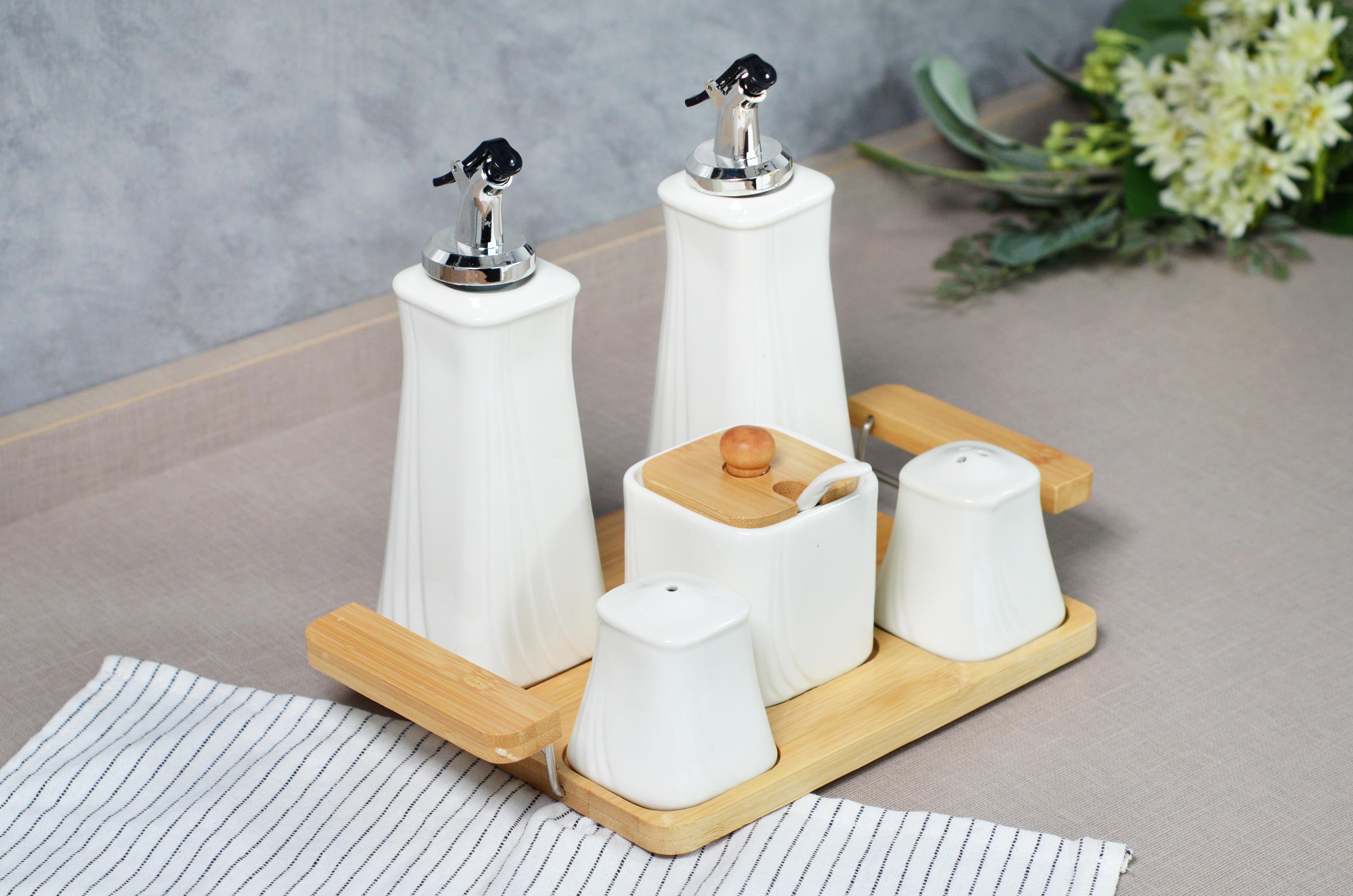 PAÇİ-NORA 5'Lİ BAMBU STANDLI MUTFAK SETİ