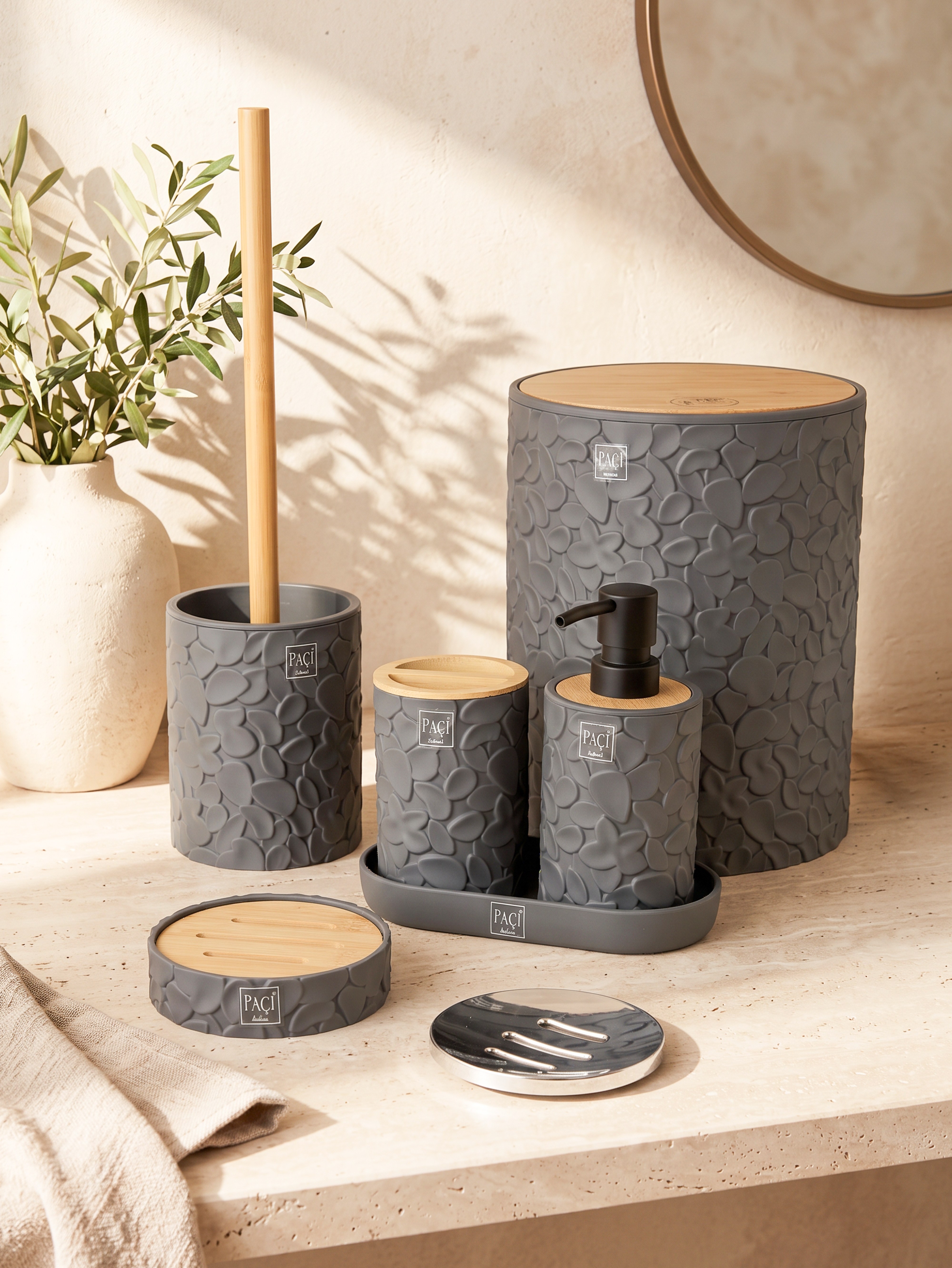 PAÇİ-ODETTE GRİ 5'Lİ BANYO SETİ