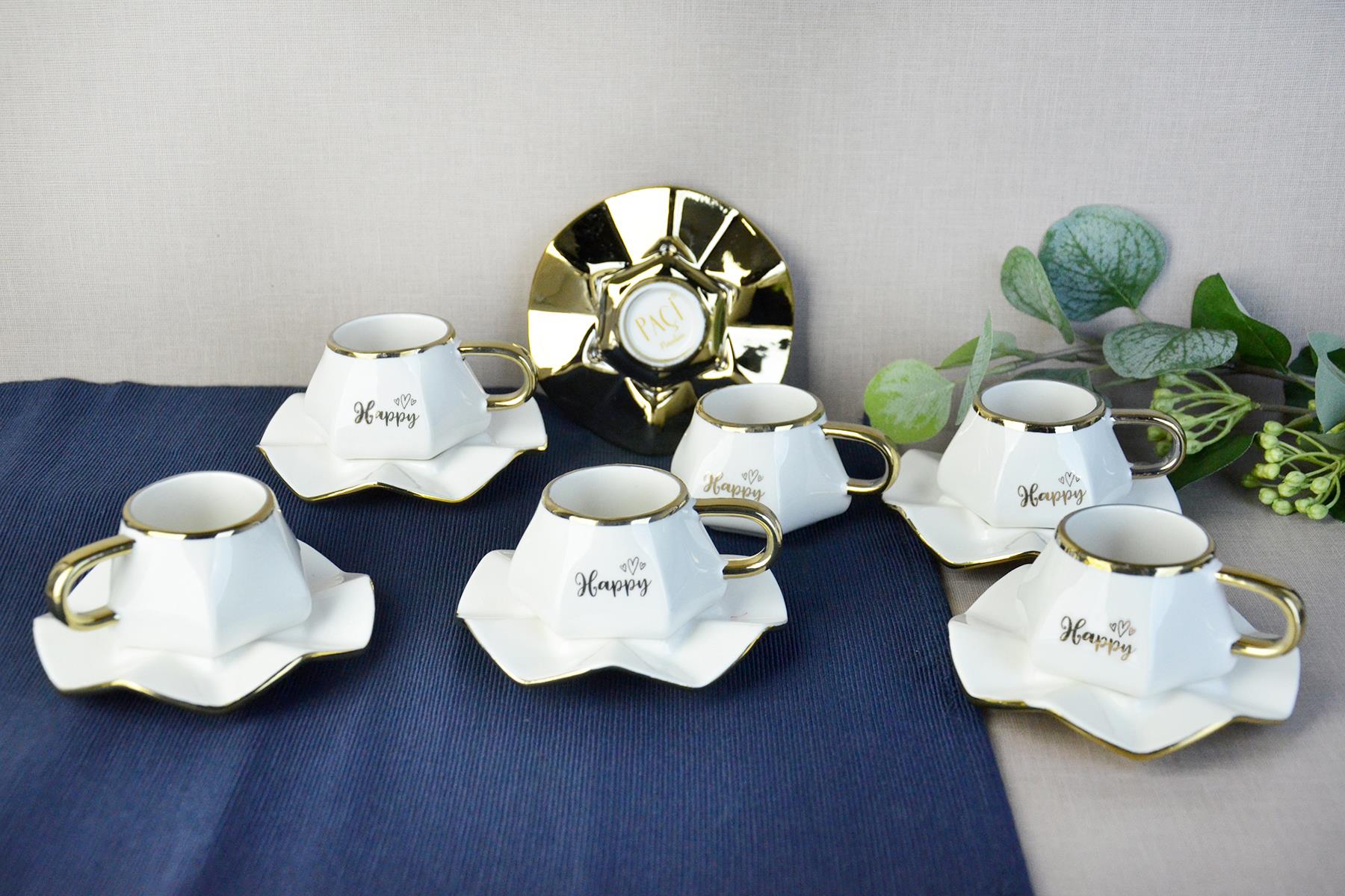 PAÇİ-PRİMO BEYAZ YALDIZLI KAHVE FİNCANI