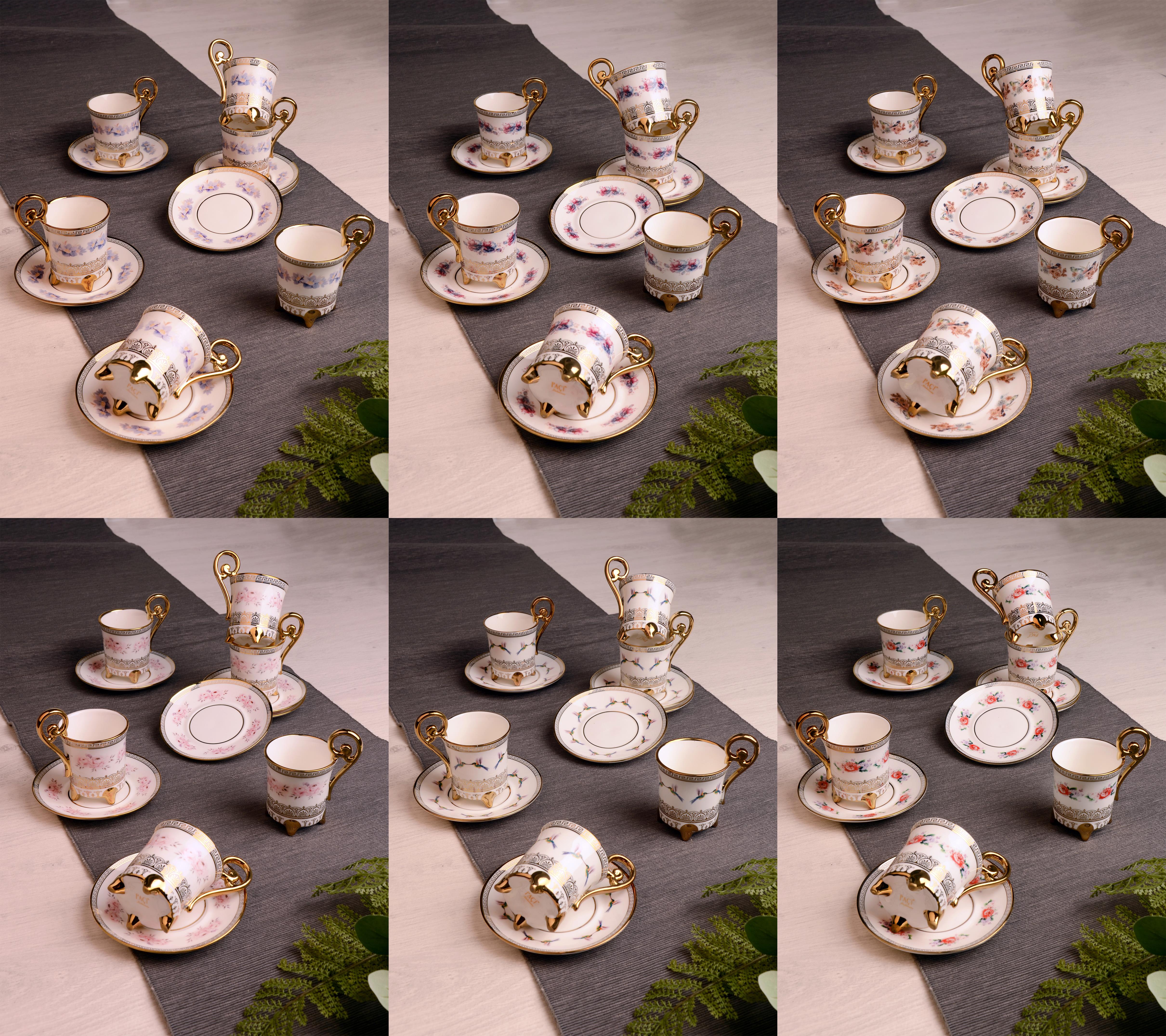 PAÇİ-SERENITY YALDIZLI ÇİÇEKLİ BEYAZ KAHVE FİNCANI