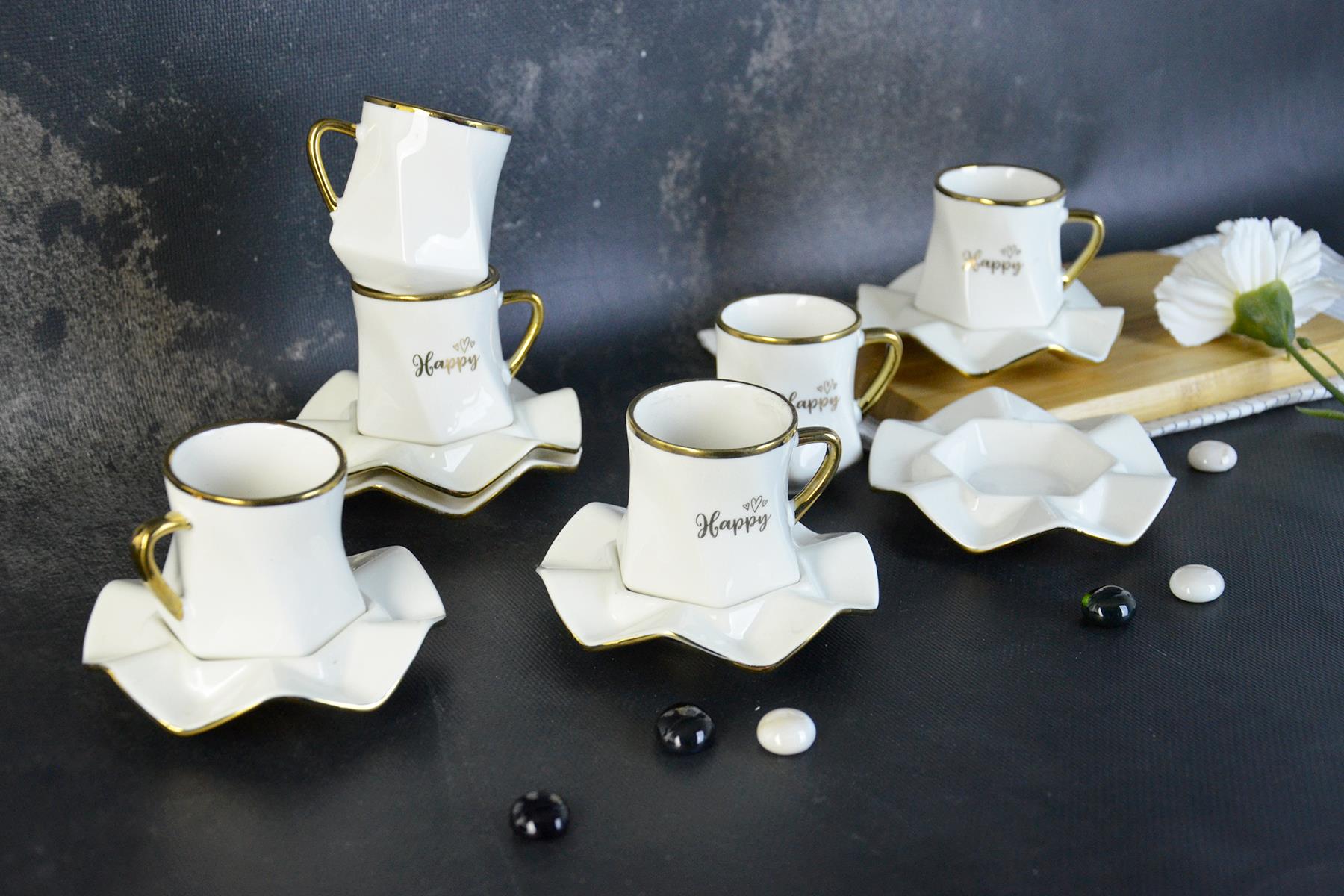 PAÇİ-SİENA BEYAZ YALDIZLI KAHVE FİNCANI