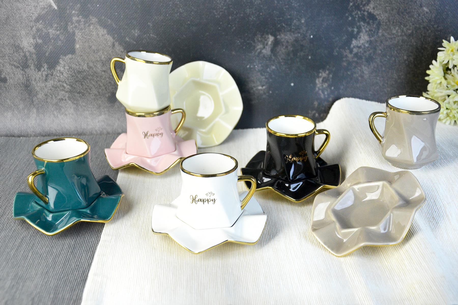 PAÇİ-SİENA RENKLİ YALDIZLI KAHVE FİNCANI