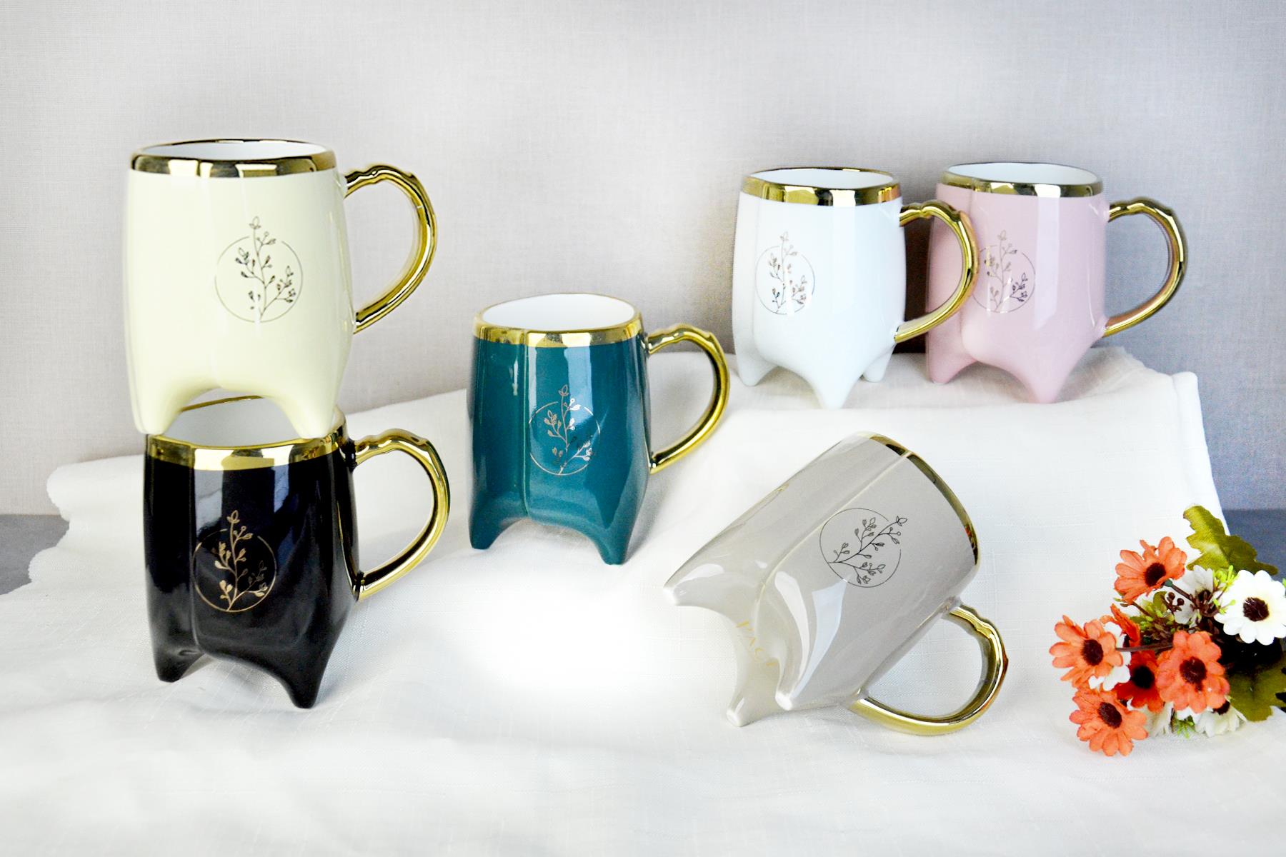 PAÇİ-SOFİA YALDIZLI RENKLİ PORSELEN KUPA