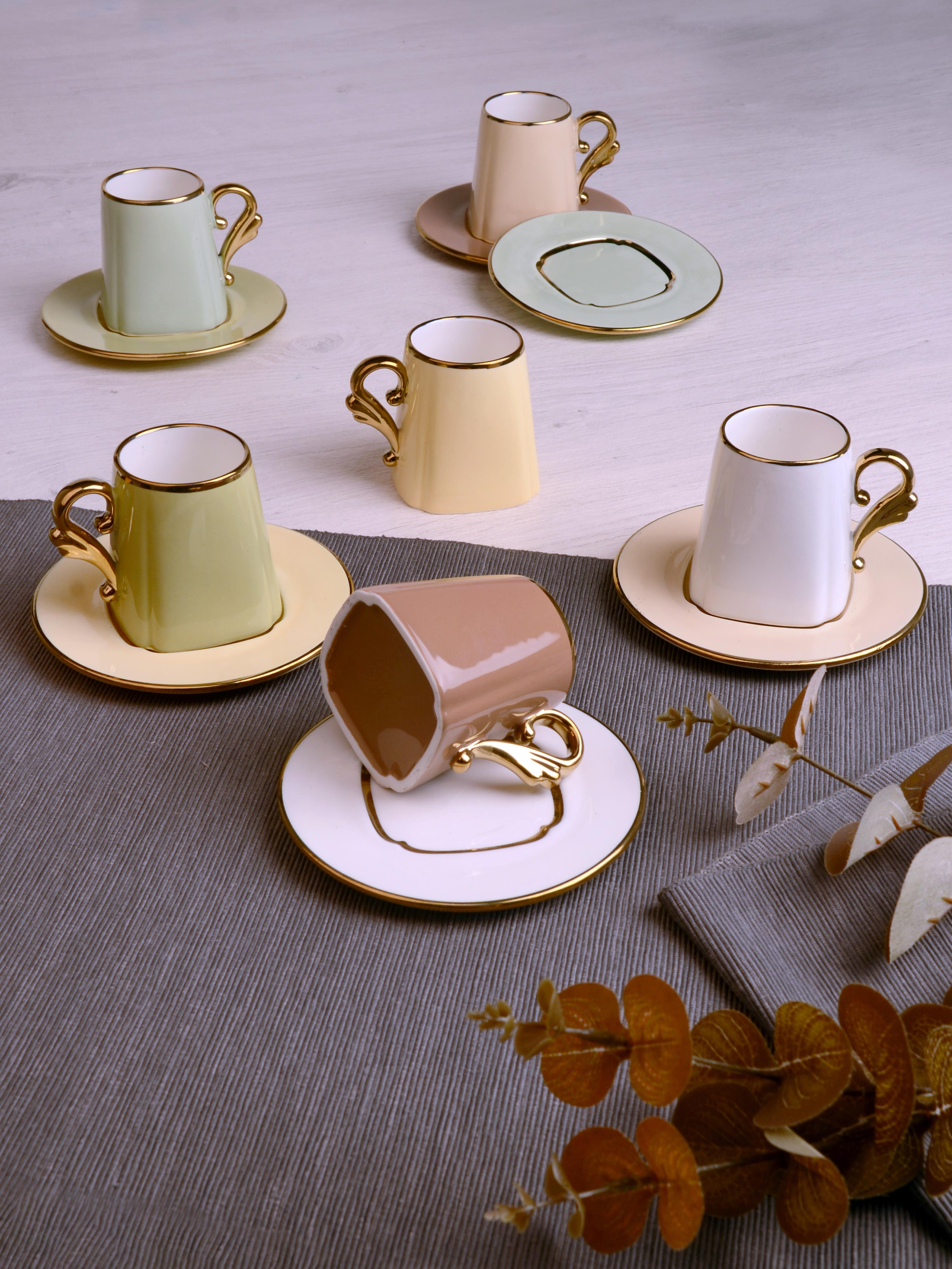 PAÇİ-VELVET YALDIZLI RENKLİ KAHVE FİNCANI