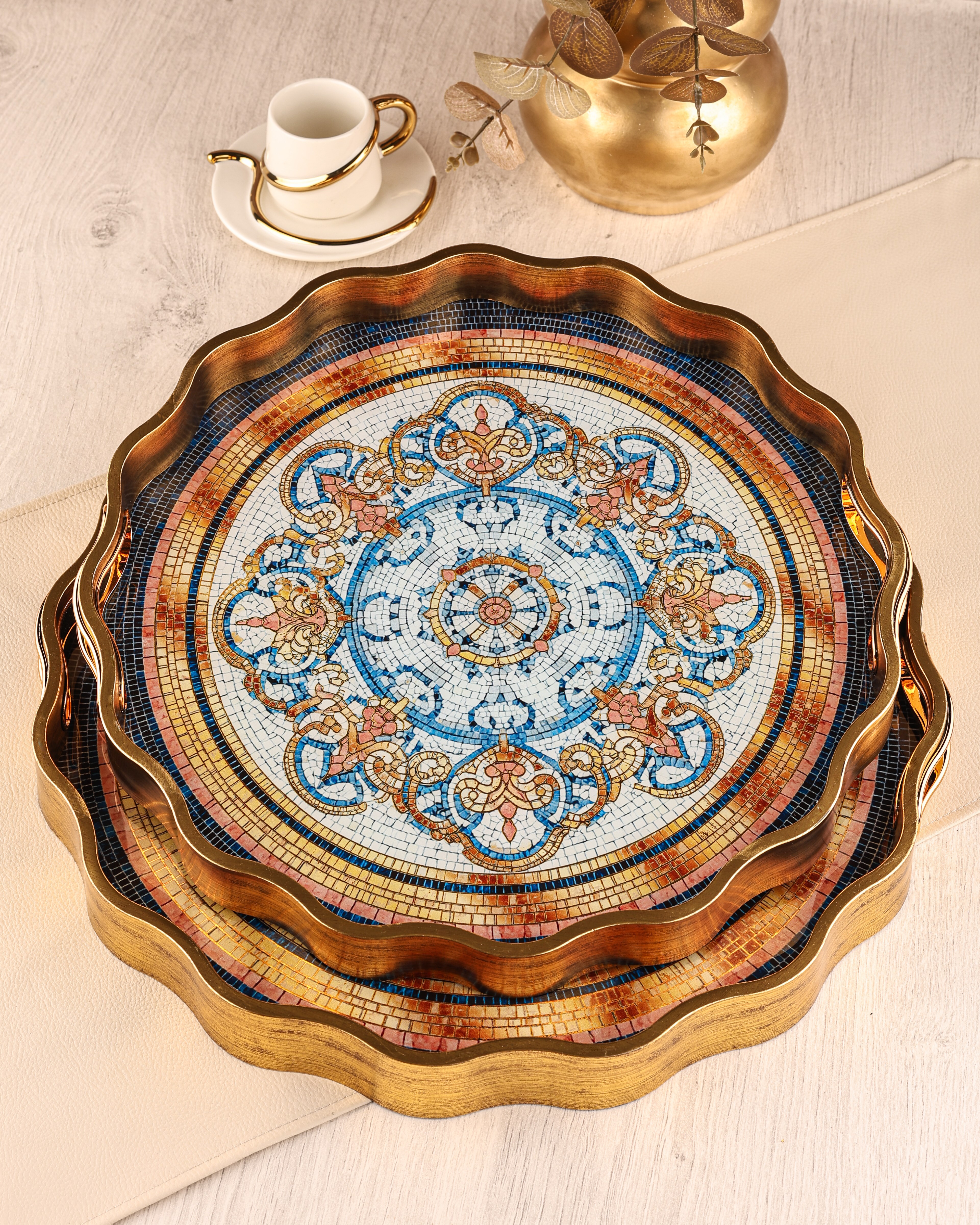 ROYAL CHARME-SARISSA 2'Lİ DEKORATİF TEPSİ