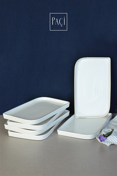 PAÇİ-LİLİAN YALDIZLI 6'LI 25 CM DİKDÖRTGEN SERVİS TABAĞI