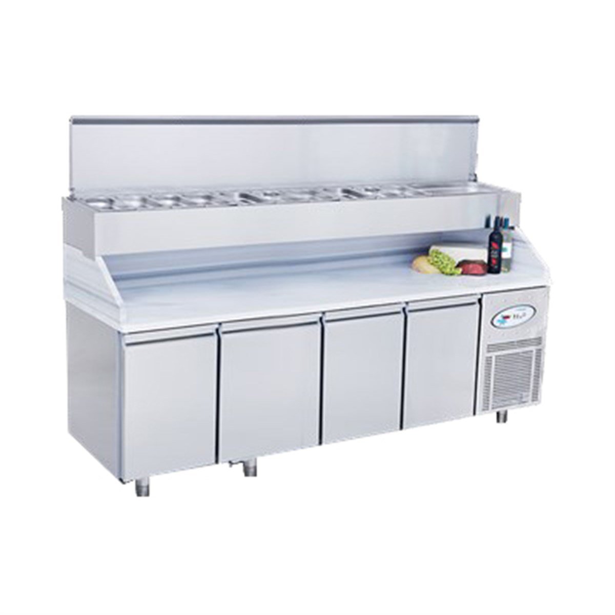 Frenox Salata Pizza Hazırlık Mermer Tabla Makeup Yüksek Garnitürlük 233*70*134 cm 2 ve 8 C
