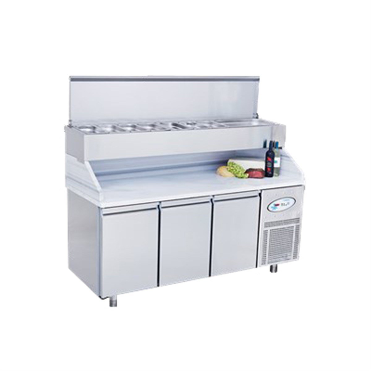 Frenox Salata Pizza Hazırlık Mermer Tabla Makeup Yüksek Garnitürlük 186 5*70*134 cm 2 ve 8 C