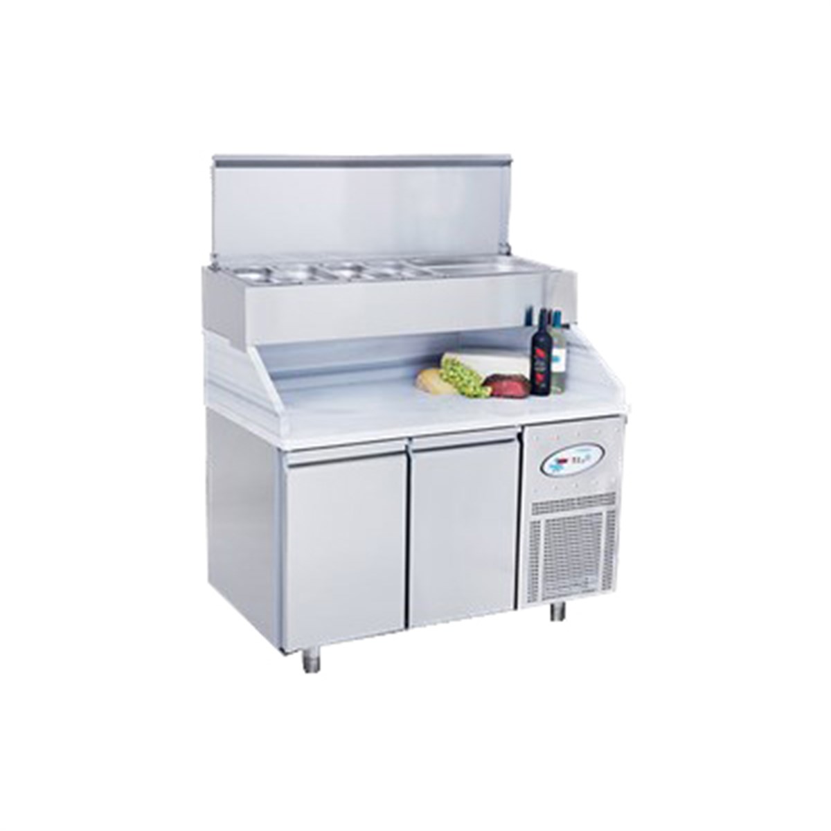 Frenox Salata Pizza Hazırlık Mermer Tabla Makeup Yüksek Garnitürlük 140*70*134 cm 2 ve 8 C