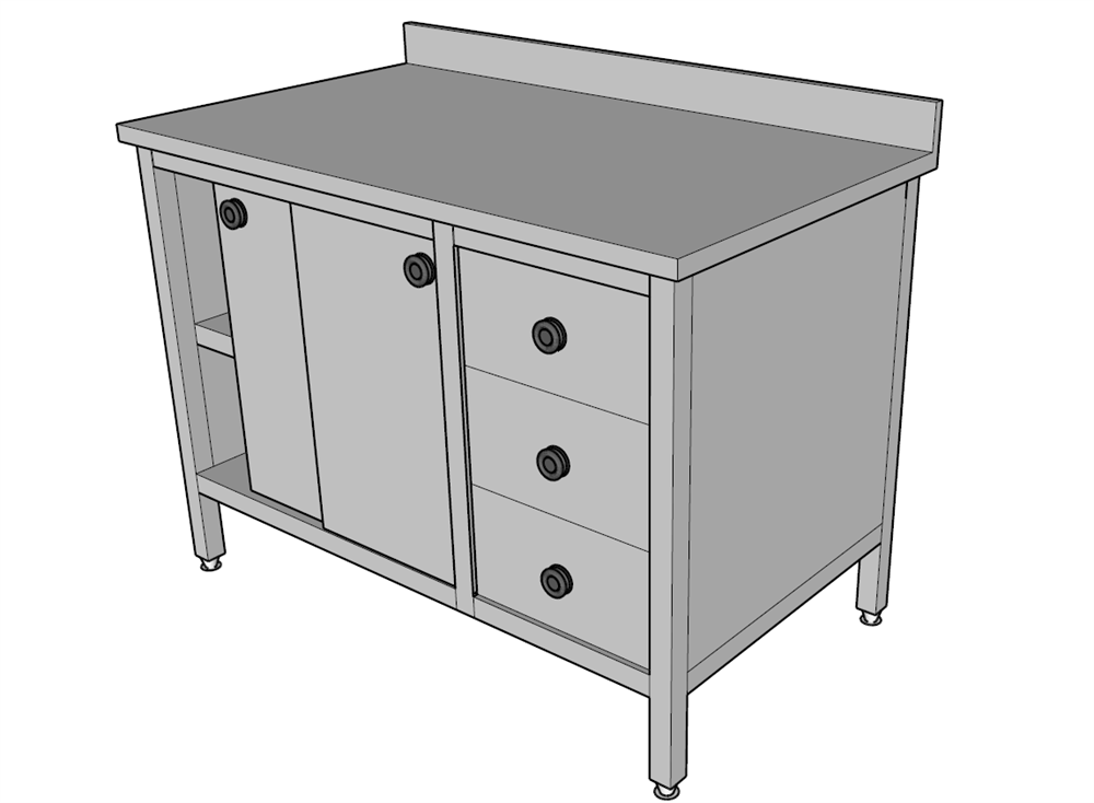 Halsan Dolaplı Blok Çekmeceli Çalışma Tezgahı 210x60x85