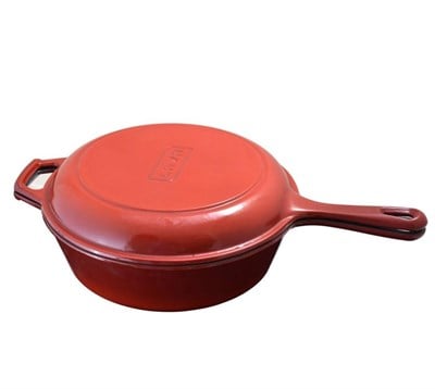 Lava Döküm  Combo Derin Tava / Saplı Tencere Çap26cm. ve Kızartma Tavası, Metal Saplı Kapaklı. Diameter26cm.