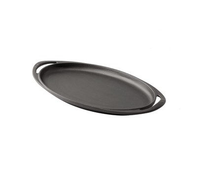 Lava Döküm  Oval Kızartma Tavası,  Metal Kulplu. Siyah renk. Ölçü 23x40cm.