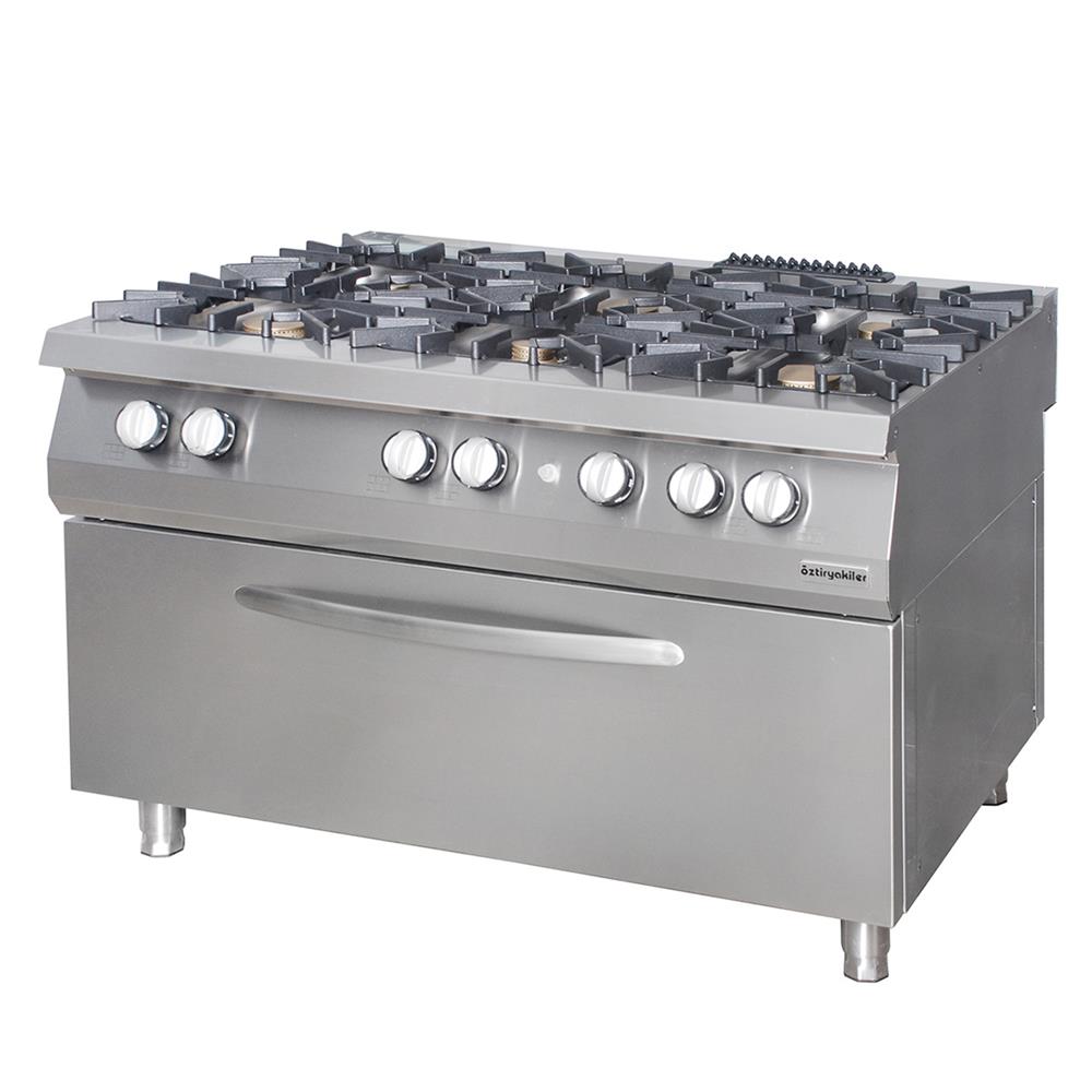 ÖZTİRYAKİLER KUZİNE FIRINLI GAZLI 6 AÇIK ATEŞ 120*70*85 (LP)-3x6 kW+3x7,5 kW +7 kW GAZLI FIRIN