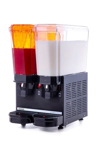 Samixir Klasik Twin Soğuk İçecek Dispenseri 20 ve 20 L Karıştırıcılı Siyah