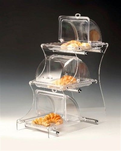 Zicco 3 Katlı Polycarbonat Gn 1 2 Fanuslu Teşhir Standı 30*58 H 72 cm