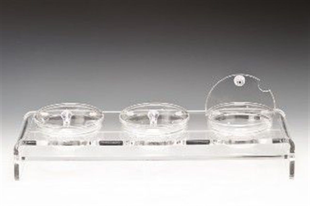 Zicco 3 lü Cam Kaseli Kapaklı Kalın Akrilik Teşhir Standı 57*19*H14 cm