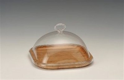Zicco Ahşap Altlı Akrilik Kapaklı Fanus 21*21 cm 21*21* H 13 cm
