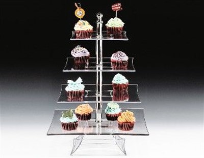 Zicco Polycarbonat Tepsili 4 Katlı Teşhir Standı 20 25 30 35 cm H 50 cm