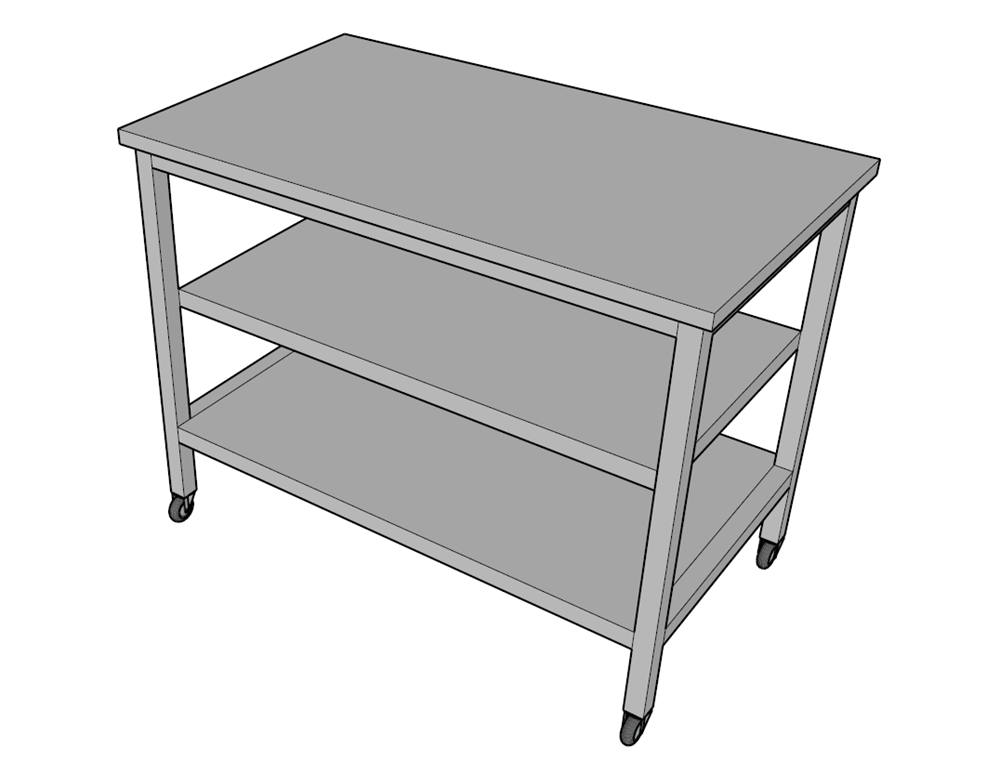 Halsan Ç.Tezgahı Hareketli Taban ve Ara Raflı 70x60x85