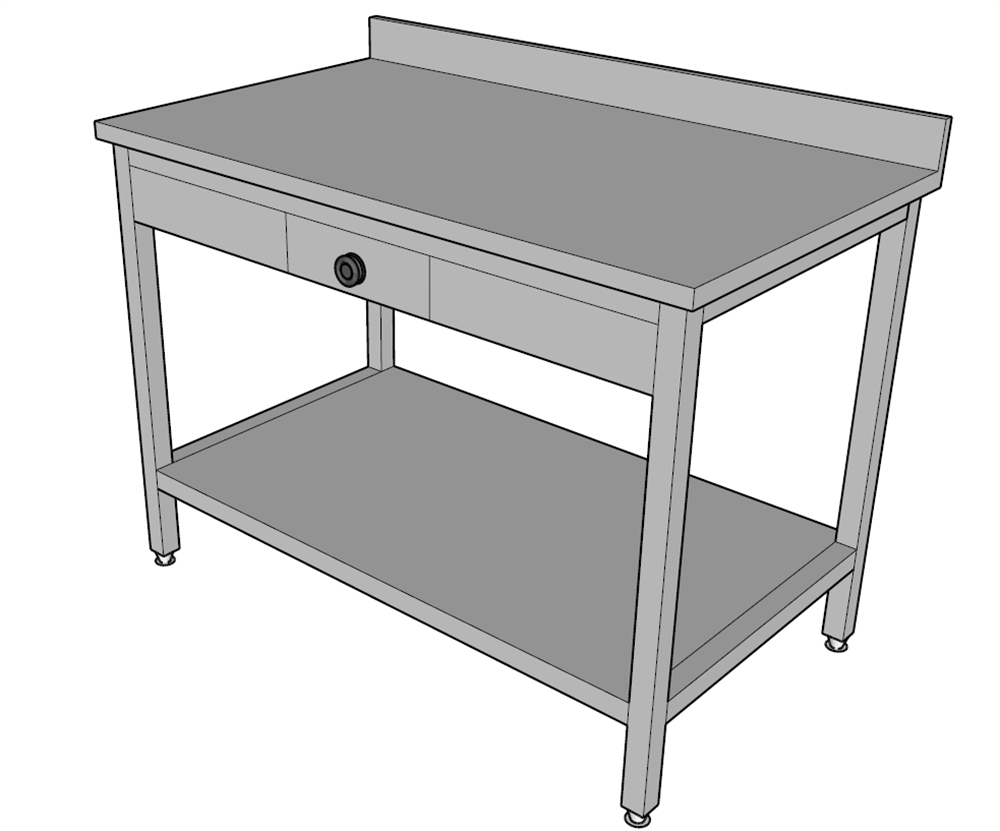 Halsan Çalışma Tezgahı Taban Raflı Tek Çekmeceli 200x70x85