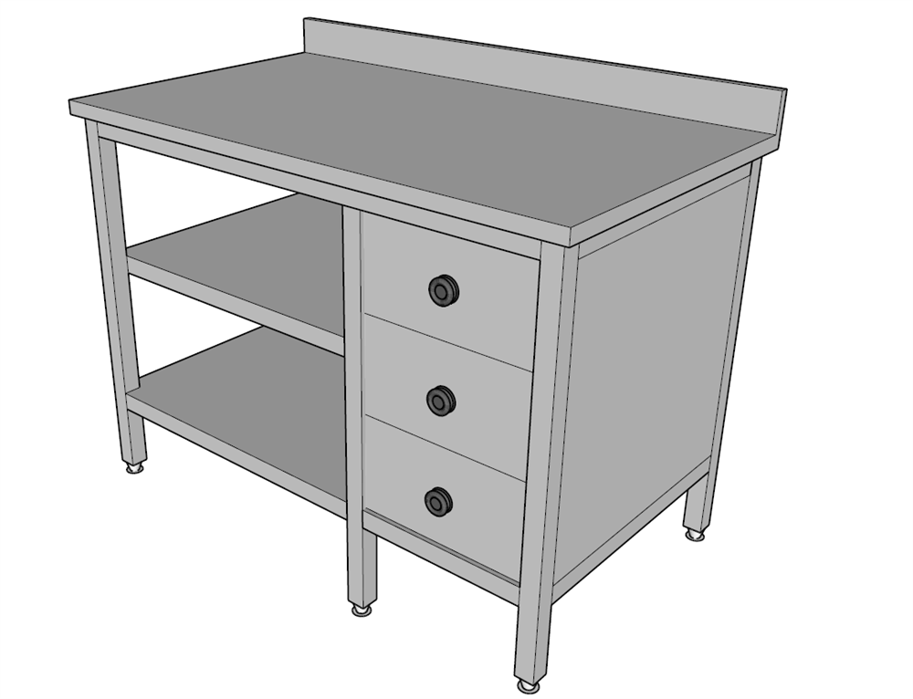 Halsan Çalışma Tezgahı Taban ve Ara Raflı Blok Çekmeceli 200x70x85