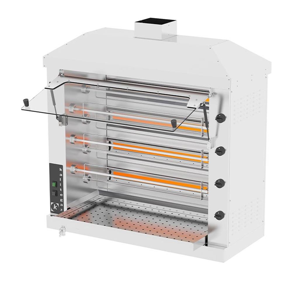 Kalitegaz 4+3 Şiş Piliç Çevirme Makinesi, Gazlı, 1300x700x1300 mm