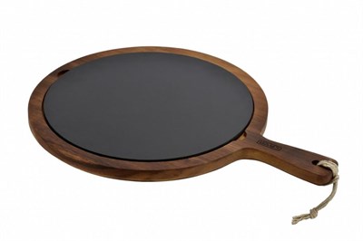 Lava Döküm   Iroko Servis tahtası ve Döküm Demir plaka. Ölçü  31cm.