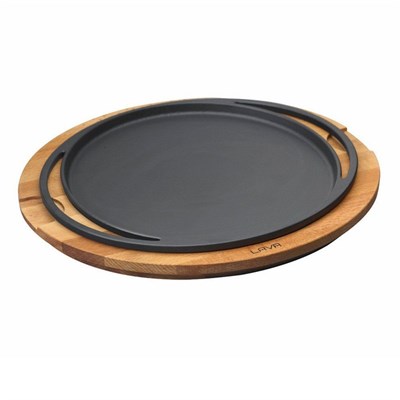 Lava Döküm  Pizza / Krep / Pankek Tavası,Yuvarlak ve Ahşap Altlıklı.  Çap28cm.