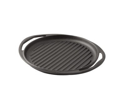 Lava Döküm  Yuvarlak Izgara Tava, Metal Kulplu. Siyah renk. Çap24cm.