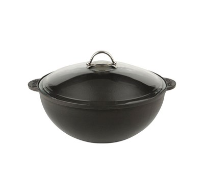 Lava Döküm  Yuvarlak Kazan Cam Kapaklı / Tencere. Çap28 cm.