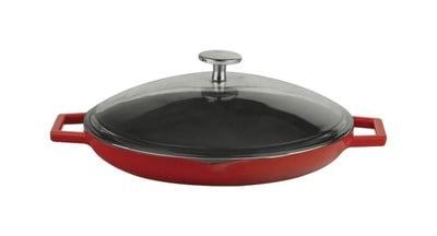 Lava Döküm  Yuvarlak Kızartma Tavası, Metal Kulplu, Cam kapaklı. Çap26cm.