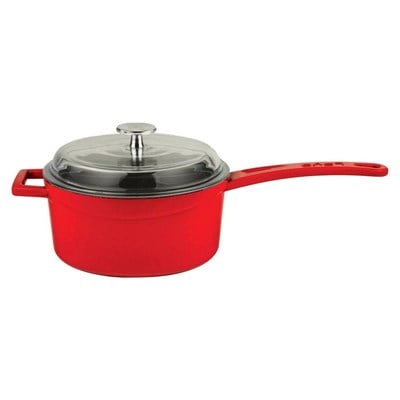Lava Döküm  Yuvarlak Sos Tenceresi Cam kapaklı, Metal Saplı. Çap(16 cm.