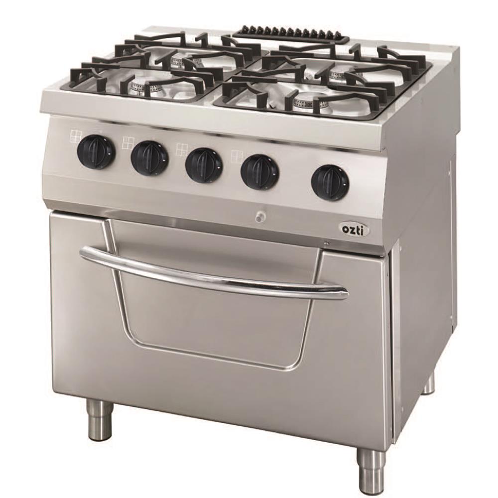ÖZTİRYAKİLER KUZİNE FIRINLI GAZLI 4 AÇIK ATEŞ 80*70*85 (LP)-2x6kW+2x7,5kW+7kW GAZLI FIRIN